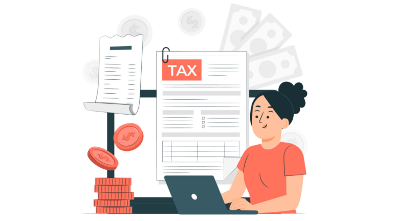 A small businesswoman handling her GST billing on a laptop, surrounded by invoices, tax papers, and coins, highlights how easy and digital GST compliance has become for businesses in India.